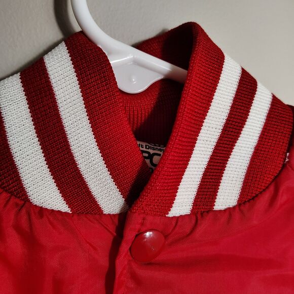 Vtg Disney EPCOT Center Mickey Kids Bomber Jacket Red Varsity Nylon 80s USA Sz 4 - Picture 5 of 12